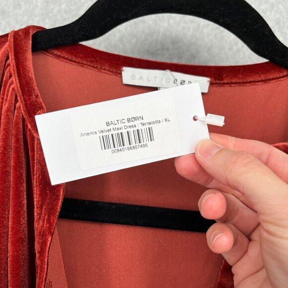 Baltic Born Artemis Velvet Maxi Dress Size XL Terracotta Red Tiered Romantic NEW - Picture 5 of 11
